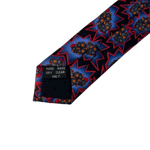 Handmade Infectious Awareables Testosterone Molecular Design Men's Tie Red Blue - Picture 4 of 6